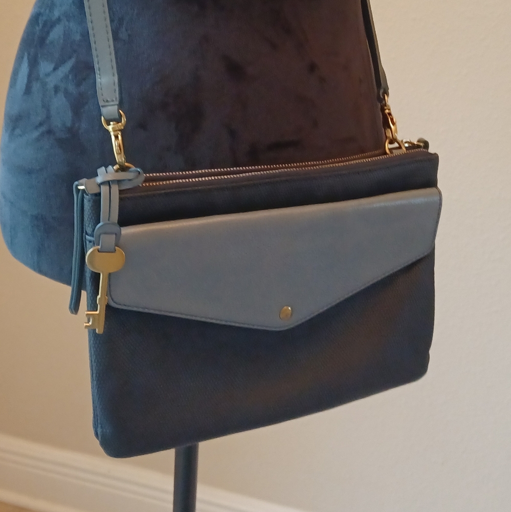 FOSSIL Two Tone Blue Crossbody Mini Bag.